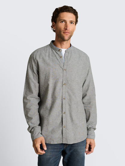 Tom Tailor Cotton Linen Shirt faded (Grey Chambray)