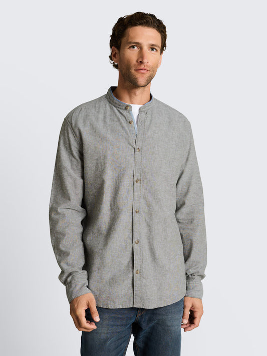 Tom Tailor Cotton Linen Shirt faded (Grey Chambray)