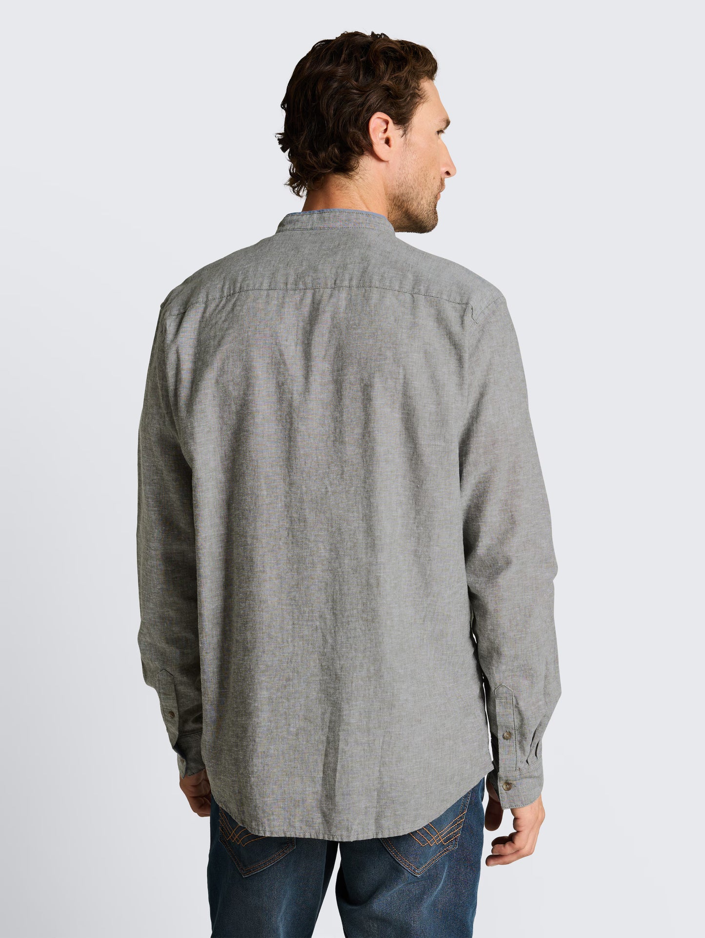 Tom Tailor Cotton Linen Shirt faded (Grey Chambray)