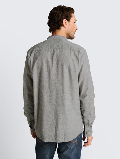 Tom Tailor Cotton Linen Shirt faded (Grey Chambray)