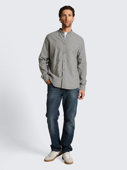 Tom Tailor Cotton Linen Shirt faded (Grey Chambray)