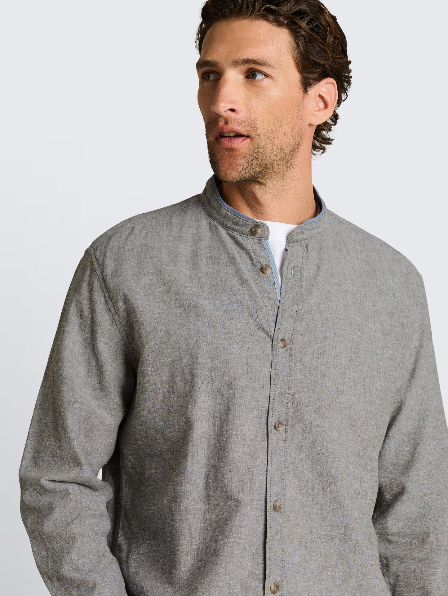 Tom Tailor Cotton Linen Shirt faded (Grey Chambray)