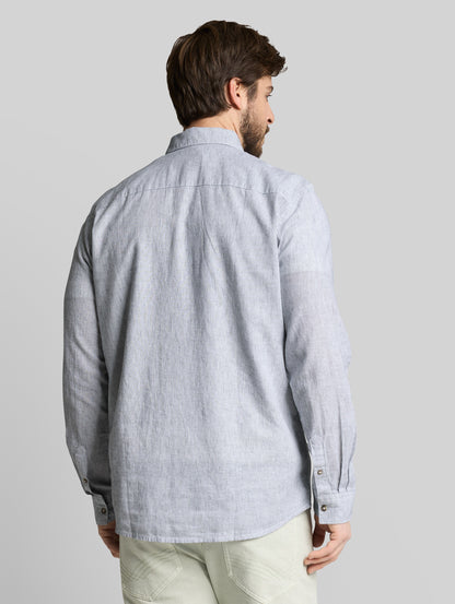 Tom Tailor Striped Cotton Linen Shirt (White)