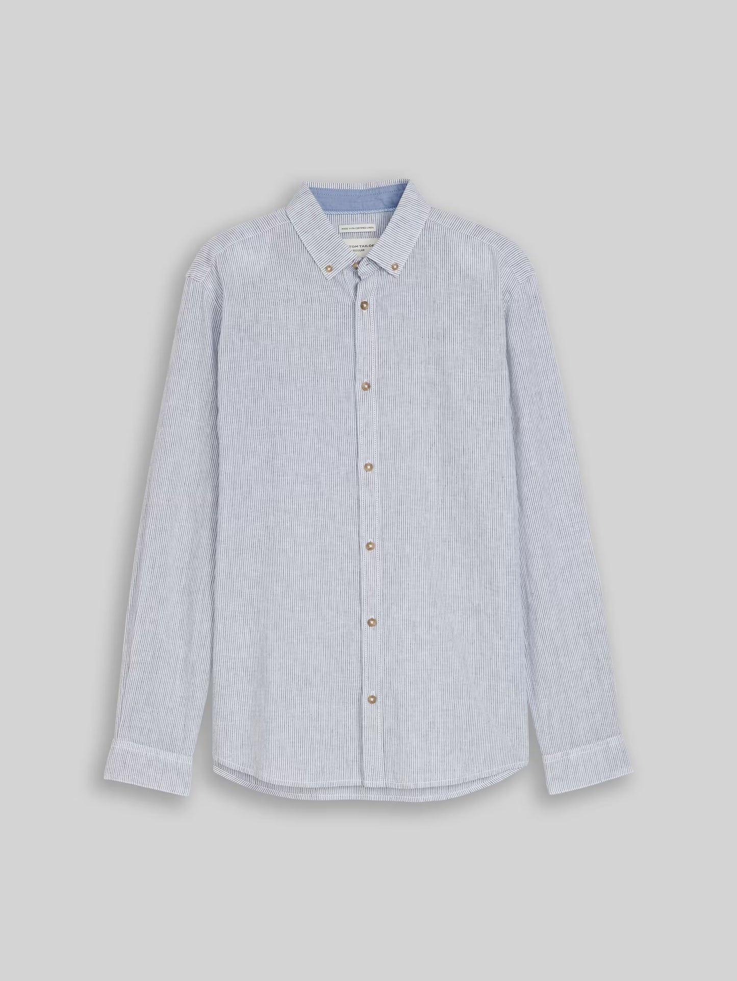 Tom Tailor Striped Cotton Linen Shirt (White)