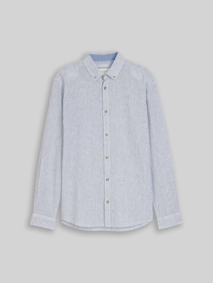 Tom Tailor Striped Cotton Linen Shirt (White)