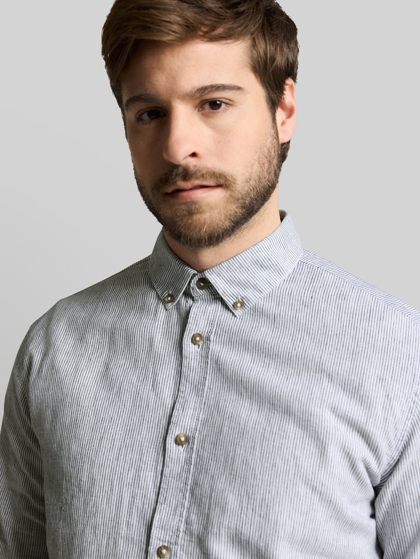 Tom Tailor Striped Cotton Linen Shirt (White)