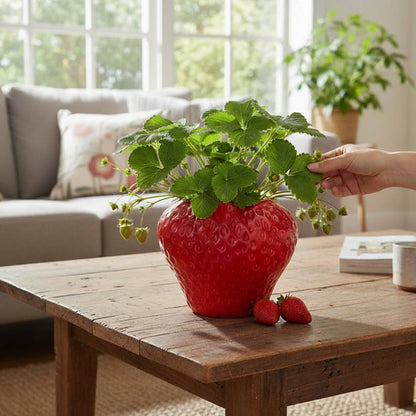 Strawberry Ceramic Planter: Large