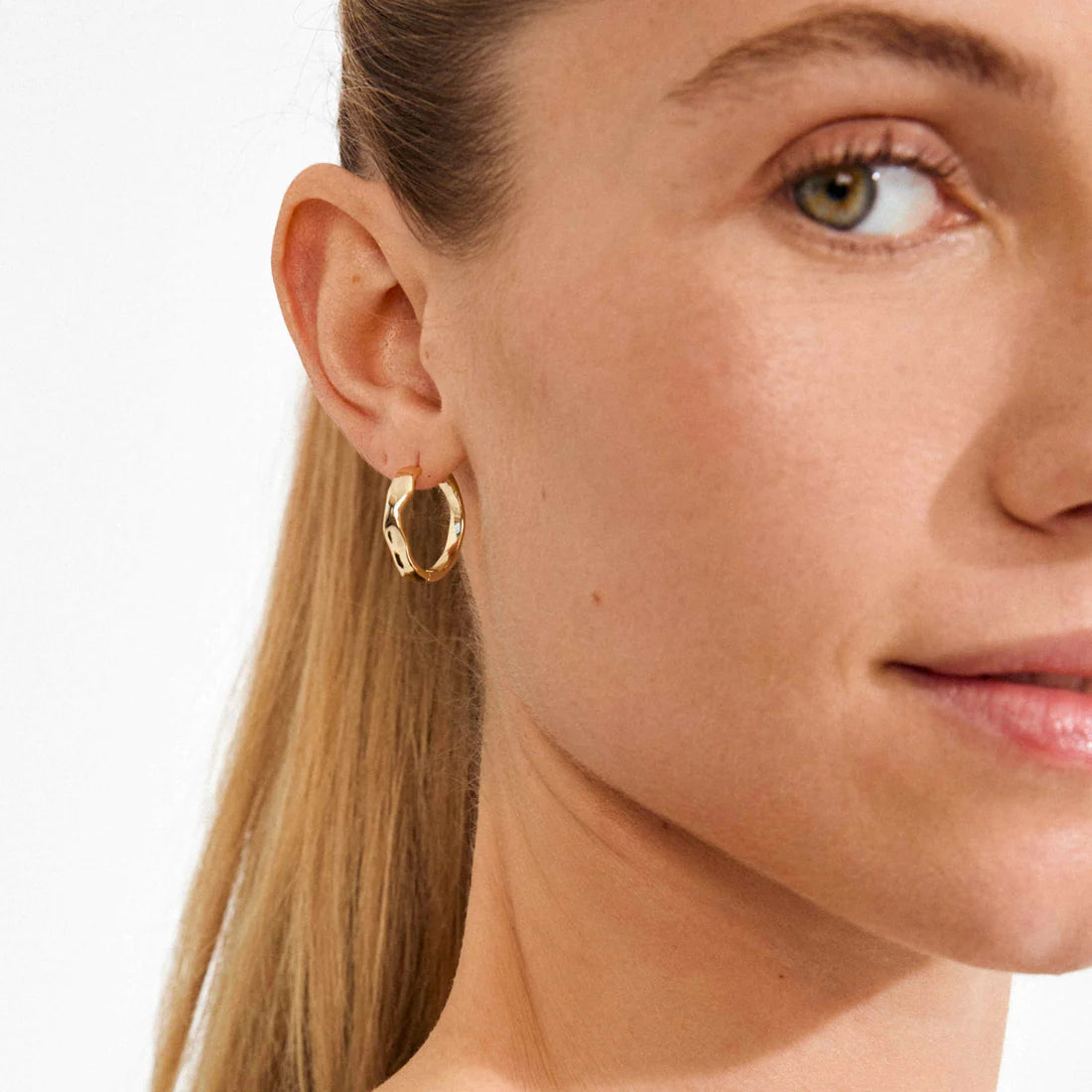 Ember Recycled Small Slim Hoop Earrings (Gold)