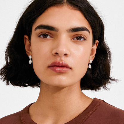 Ember Recycled Crysal Pendant Earrings (Silver)