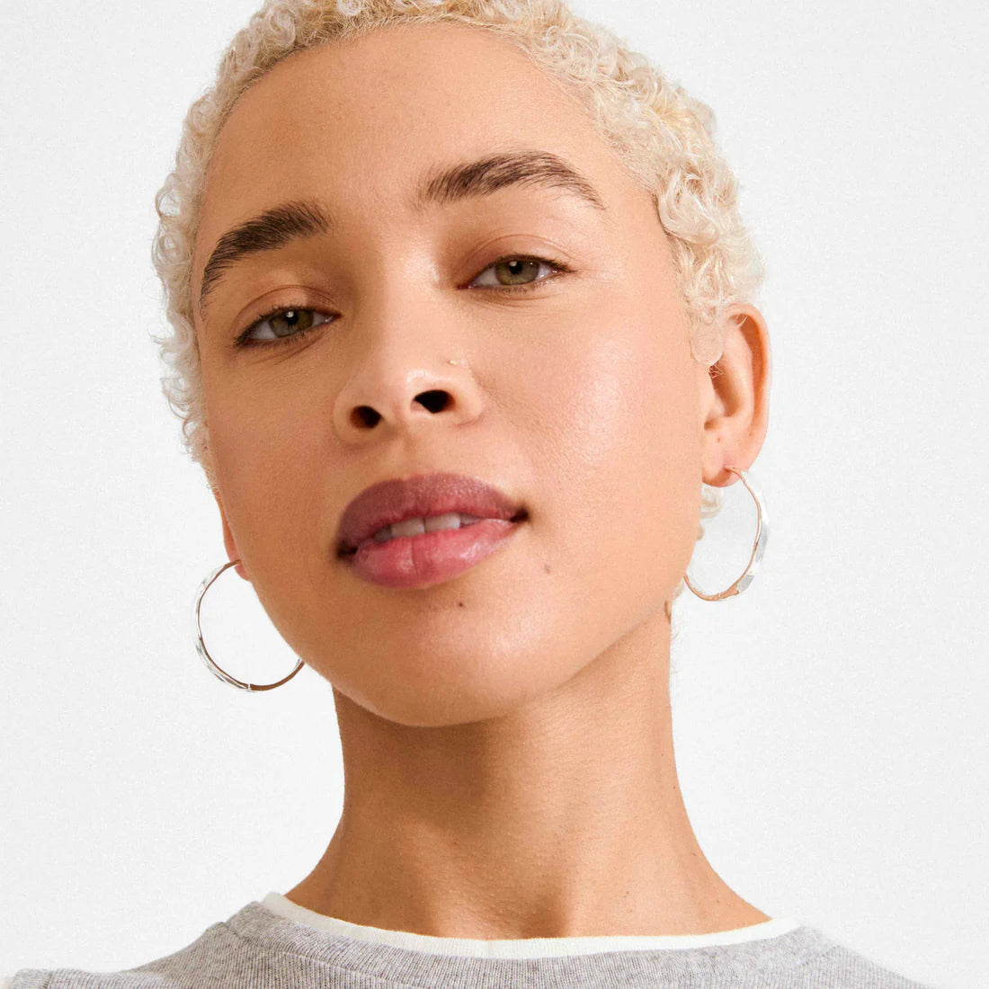 Ember Recycled Slim Hoop Earrings (Silver)
