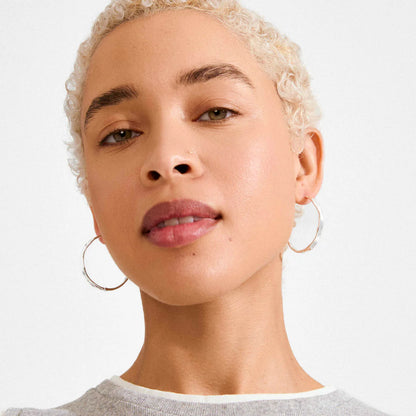 Ember Recycled Slim Hoop Earrings (Silver)