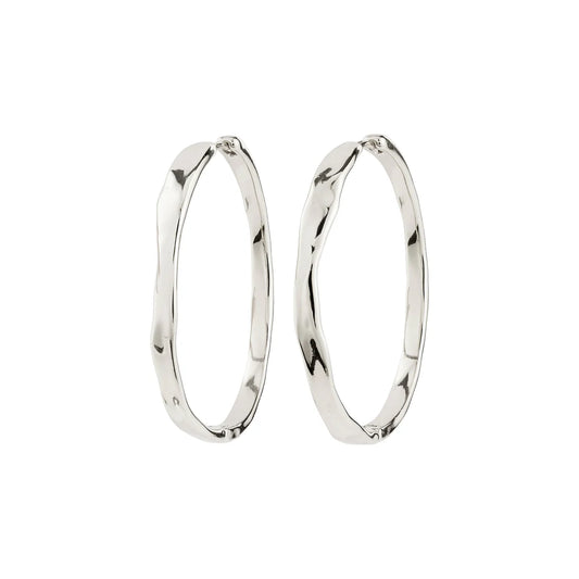Ember Recycled Slim Hoop Earrings (Silver)