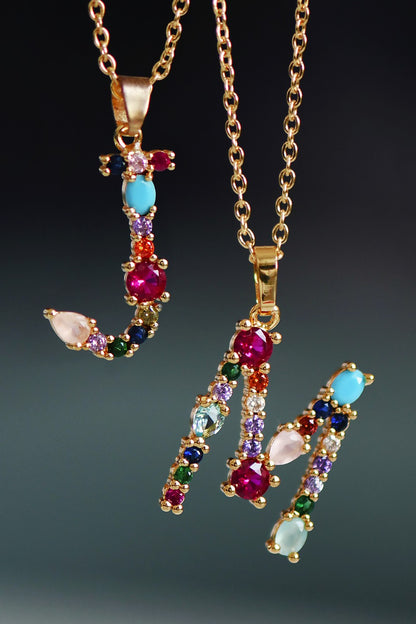 Gem Initial Necklaces (Multi)