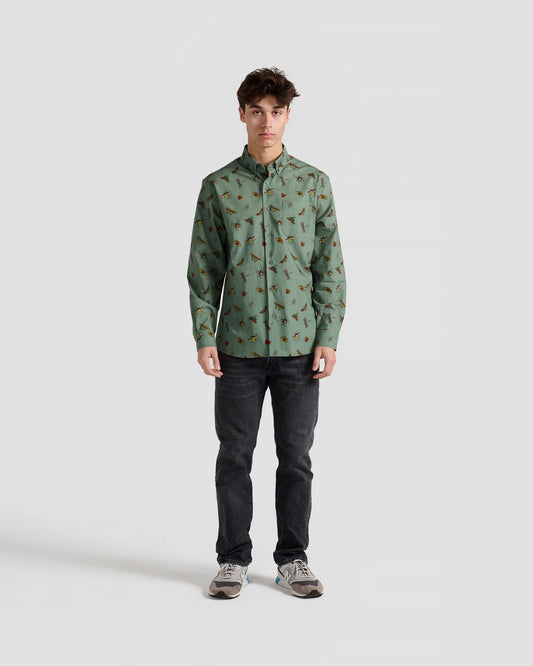 Bugs Print Long Sleeve Collared Shirt