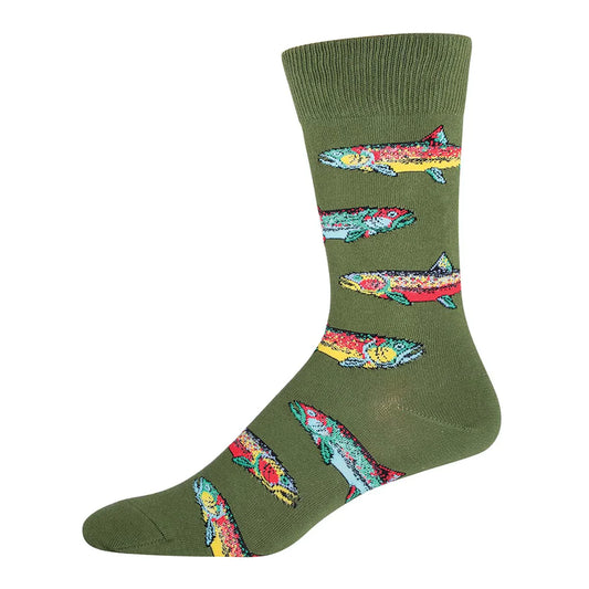 Trout Parrot Green Men's Crew Socks