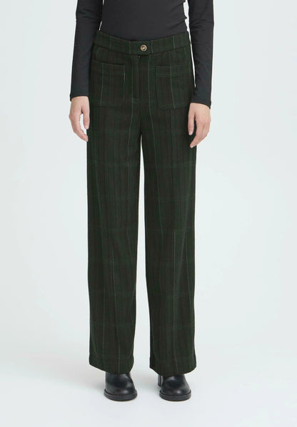 Ihkate Wide Leg Pant (Black/Green Plaid)