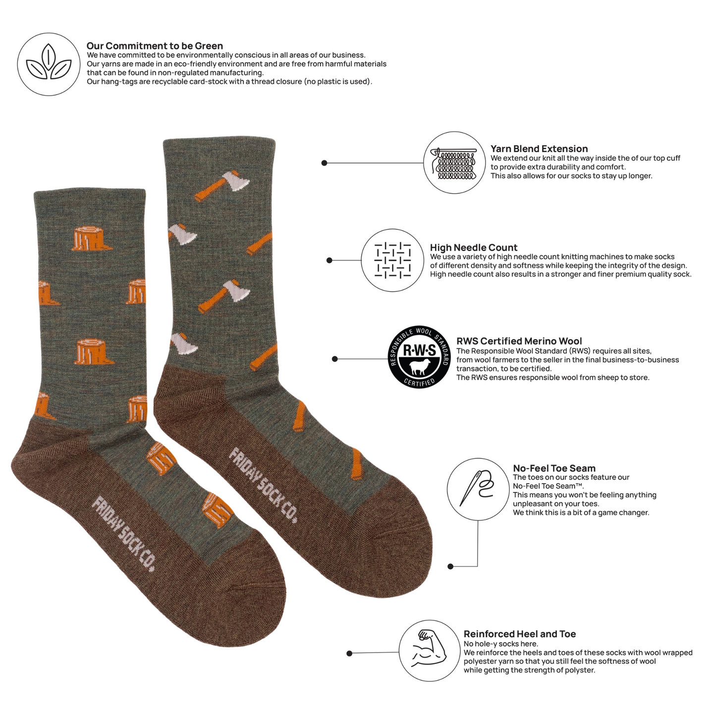 Men's Axe & Tree Merino Wool Socks