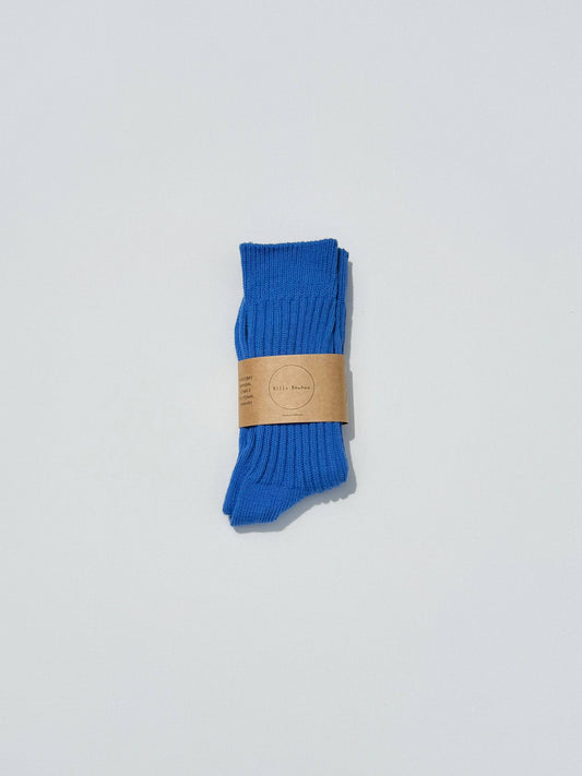 Ribbed Cotton High Socks Ocean