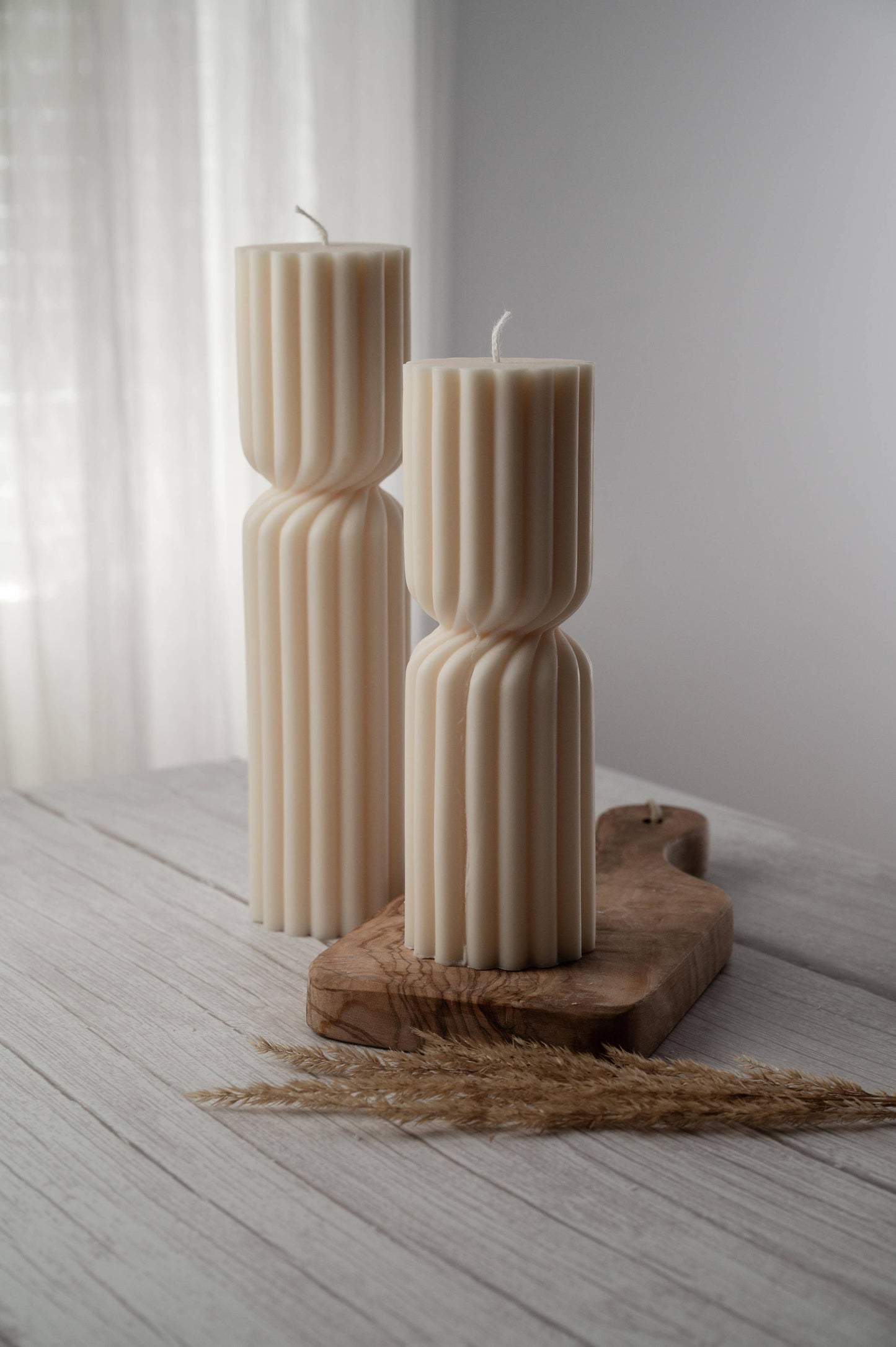 Twisted Ribbed Pillar Candle (Unscented / Large)