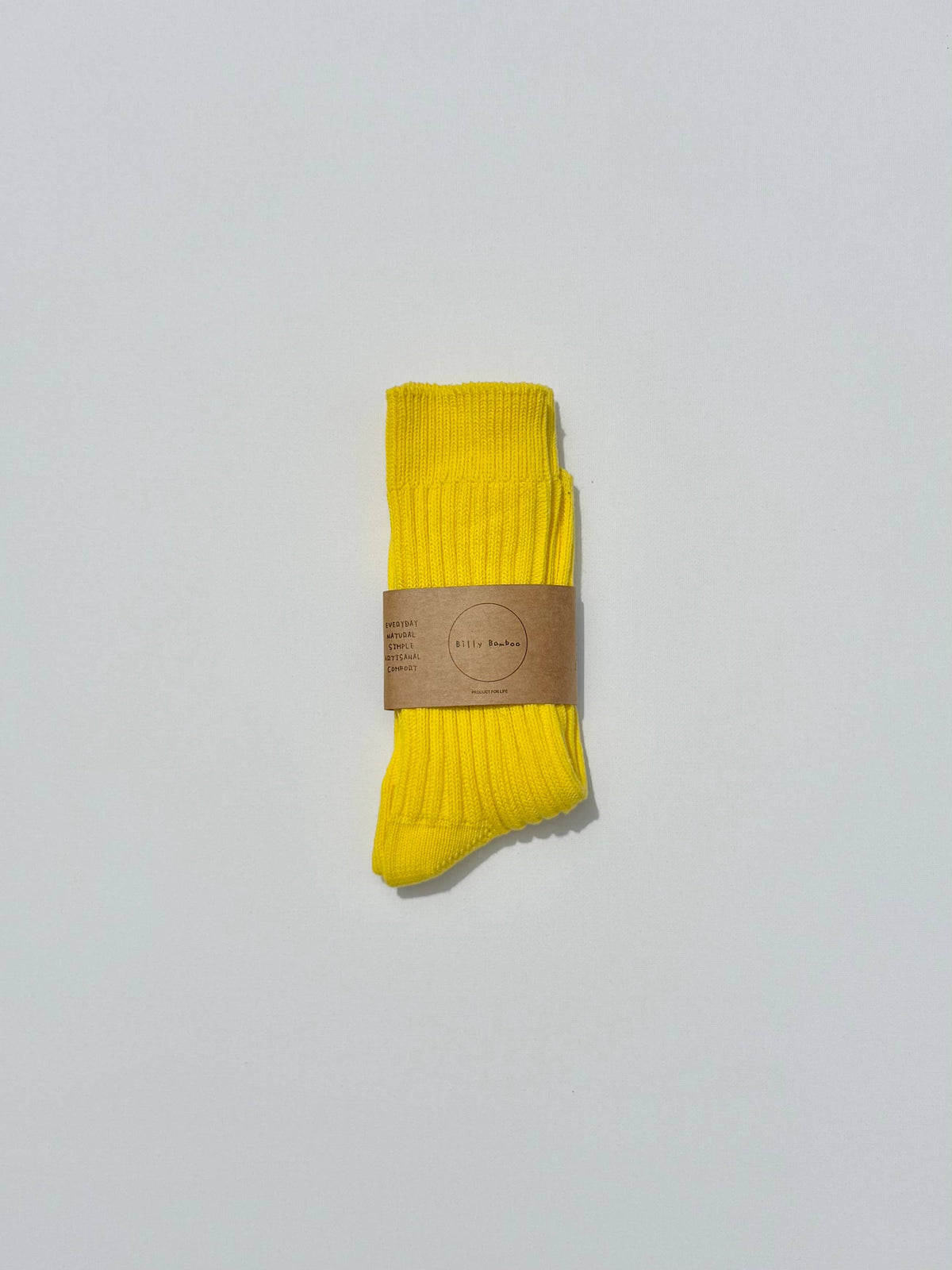 Ribbed Cotton High Socks Lemon