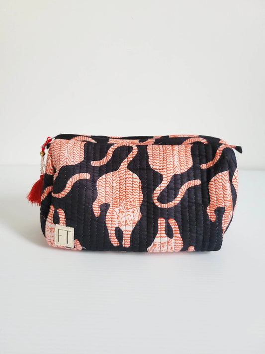 Quilted Makeup Bag (Black Tiger)