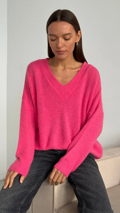 April Alpaca Sweater (Candy Pink)