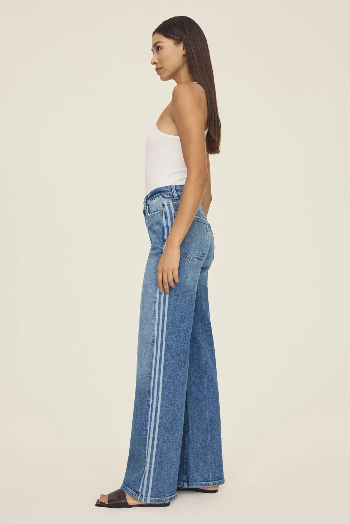NCE Wide Leg Jean (White Stripes)