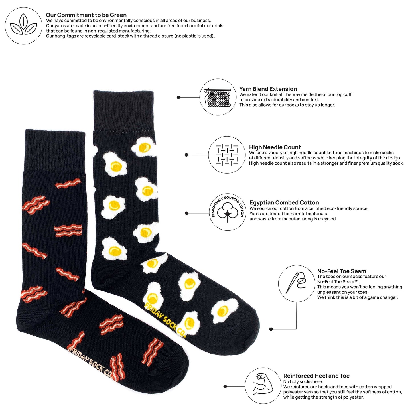 Men's Bacon & Eggs Mid-Calf Socks