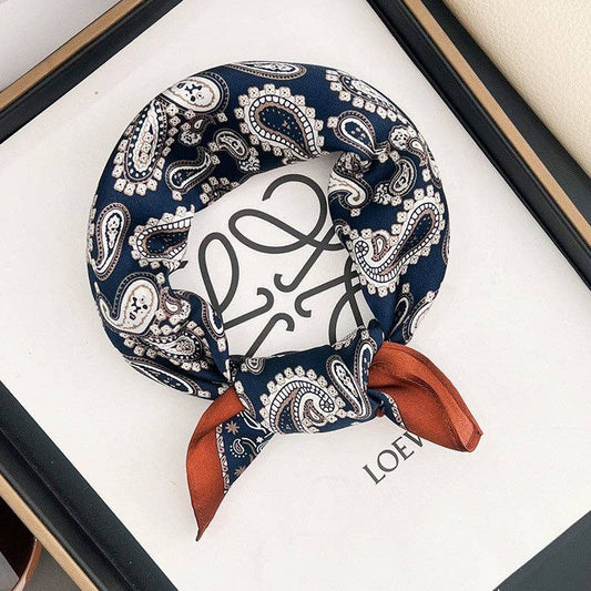 Paisley Silk Scarf (Navy/Copper)