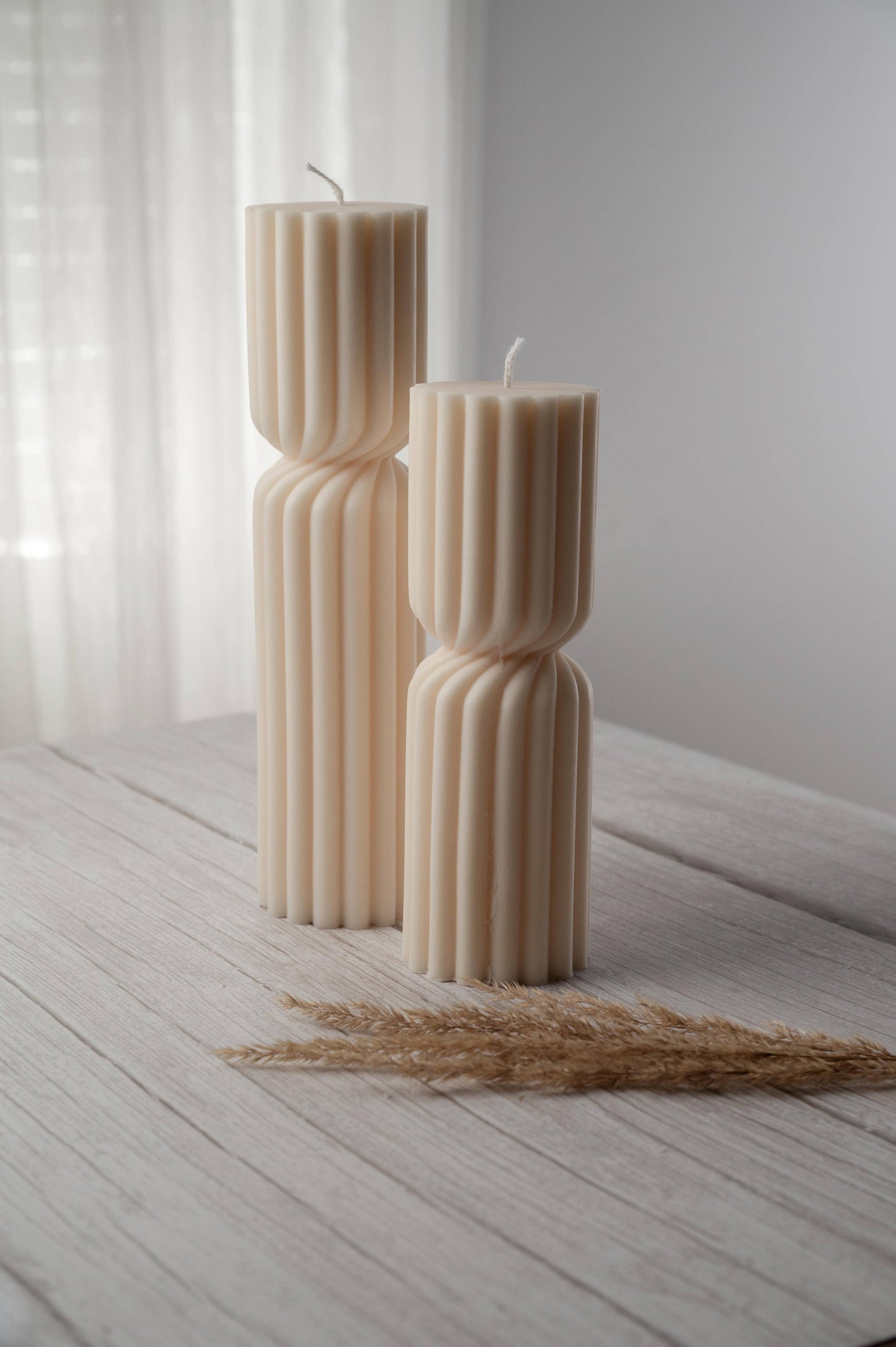 Twisted Ribbed Pillar Candle (Unscented / Large)