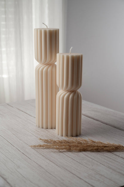 Twisted Ribbed Pillar Candle (Unscented / Large)