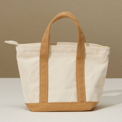 Mini Canvas Carry Bag | EcoCharm Cotton Pattern: Taupe