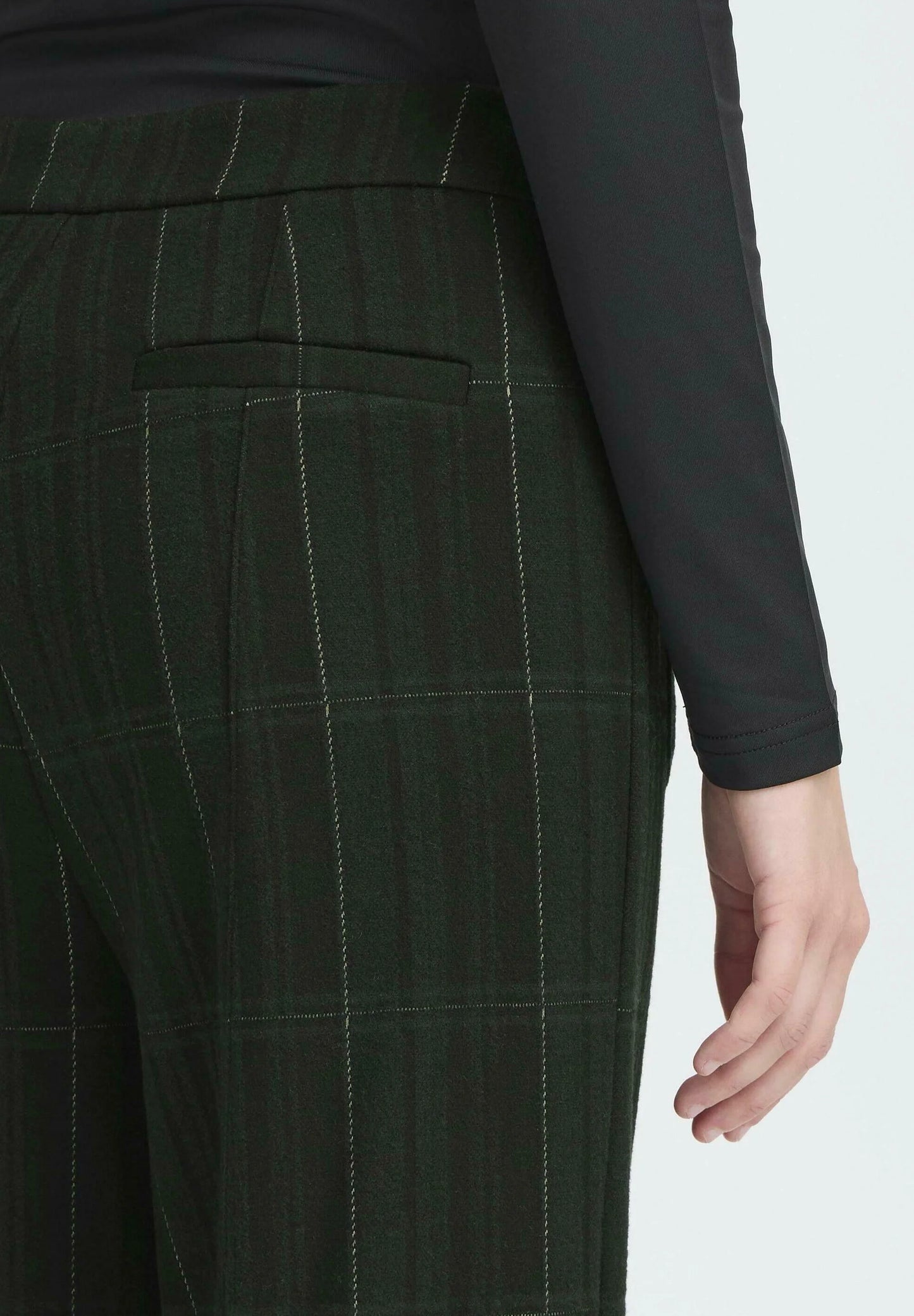 Ihkate Wide Leg Pant (Black/Green Plaid)