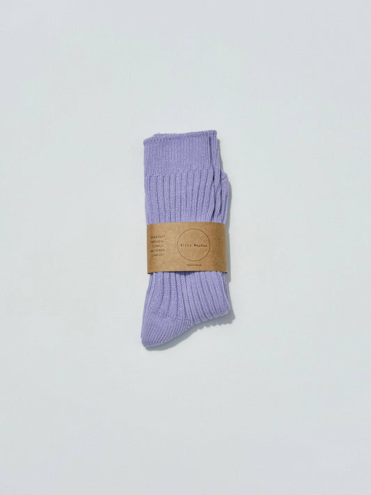 Ribbed Cotton High Socks Lavender