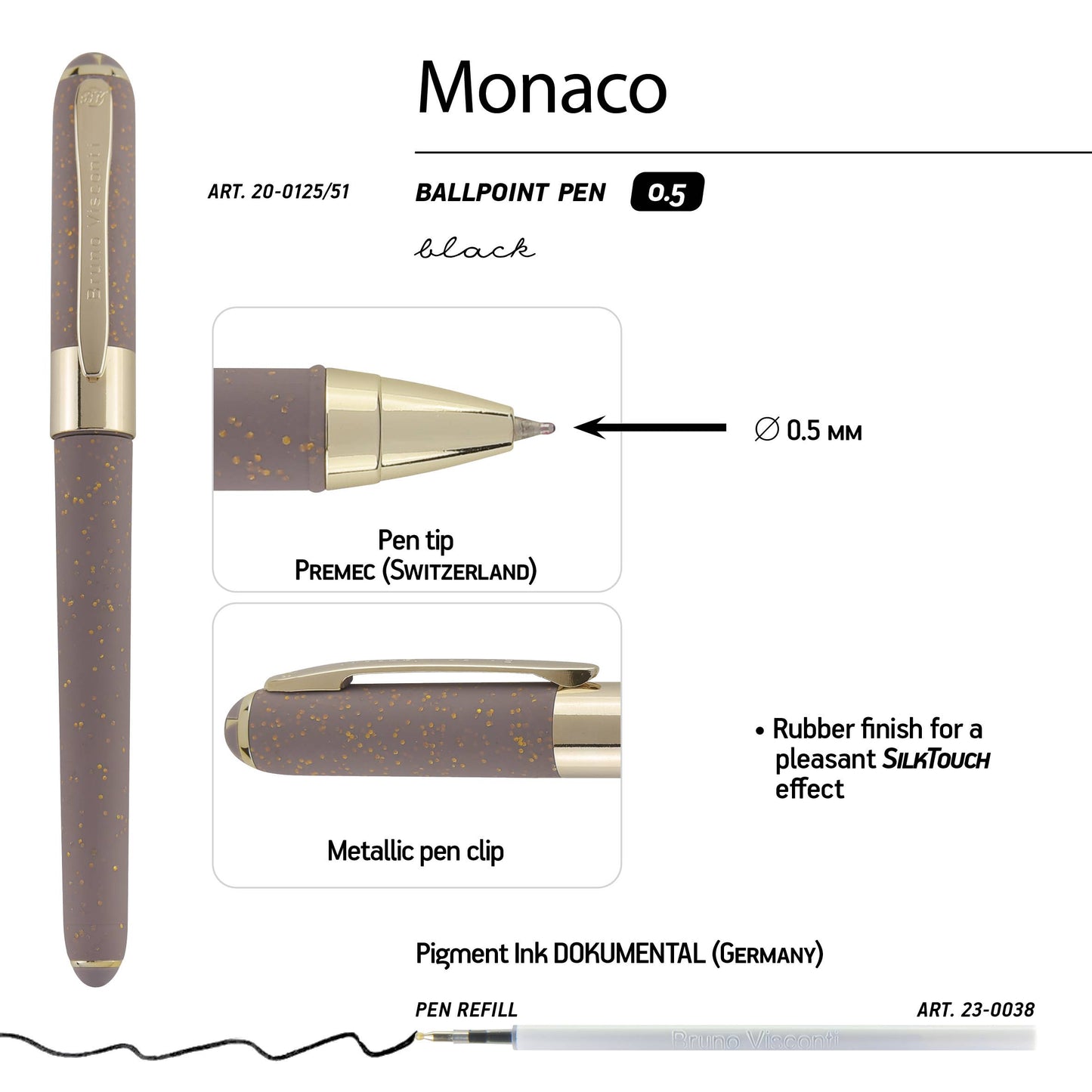 Glitter Grey Fine Point Soft Touch Pen, 0.5mm