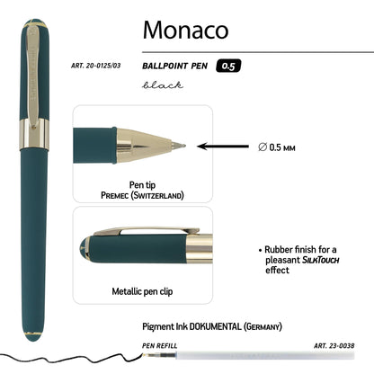 Forest Green Monaco Fine Point Soft Touch Pen, 0.5mm