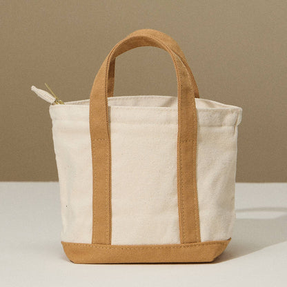 Mini Canvas Carry Bag | EcoCharm Cotton Pattern: Taupe