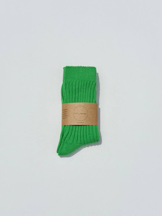 Ribbed Cotton High Socks Leaf
