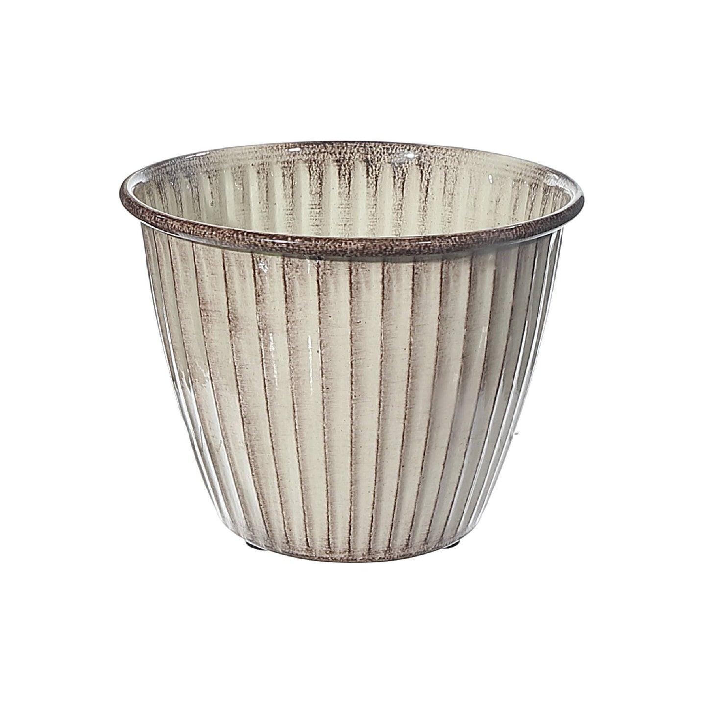 6" Refined Roots Round Planter: Beige