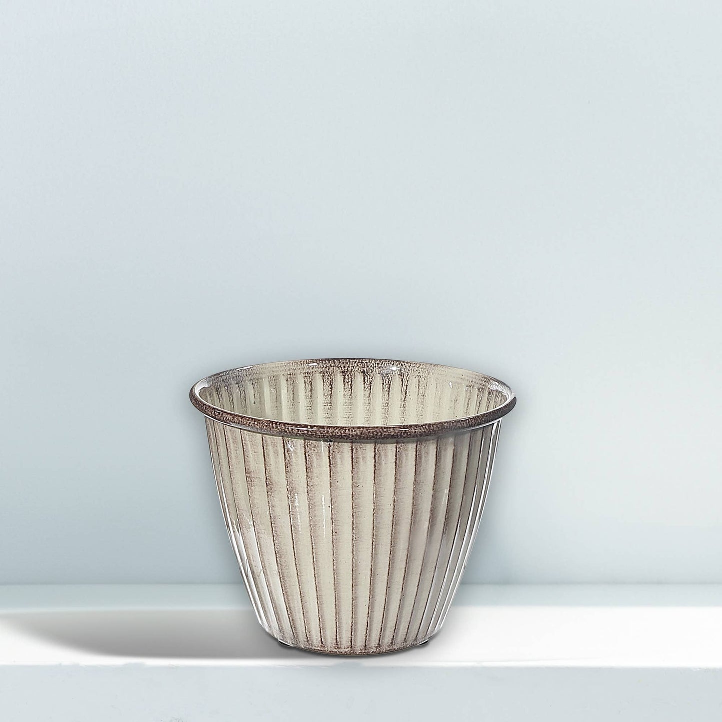 6" Refined Roots Round Planter: Beige