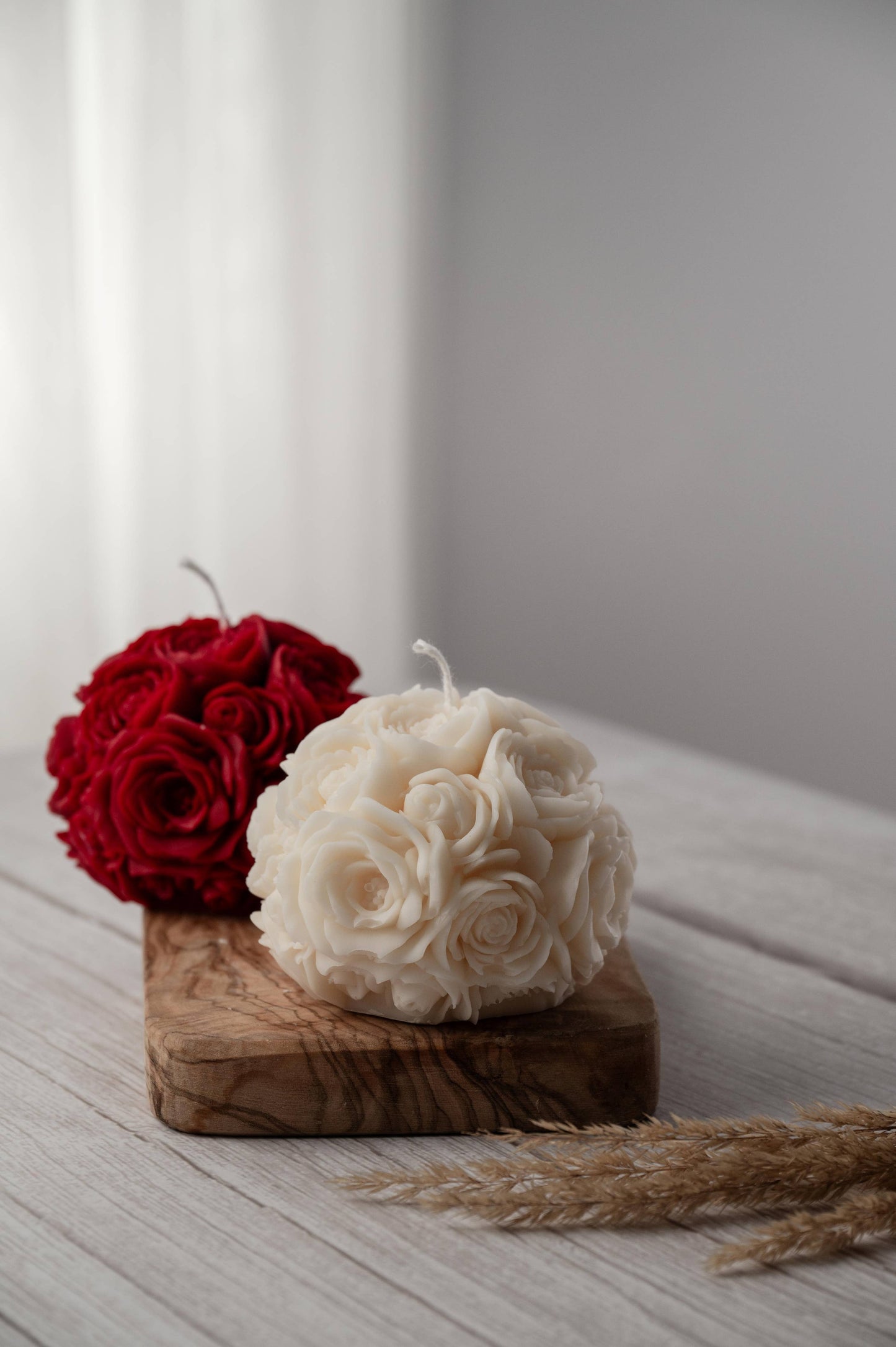 Rose Flower Ball Candle (Red / Unscented)