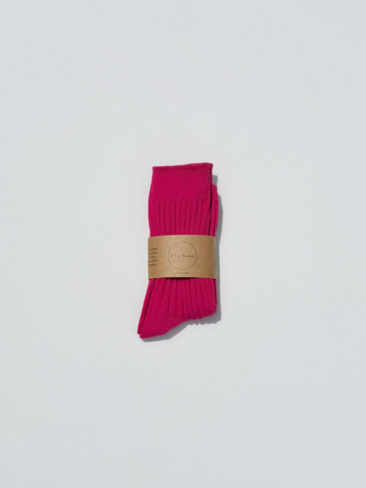 Ribbed Cotton High Socks Orchid