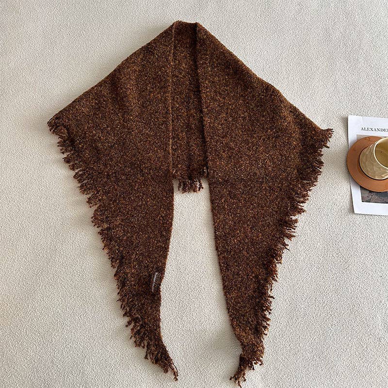 Solid Color Wool Triangle Scarf Multifunctional Wrap for Women: Caramel Triangle Scarf / 50x205cm