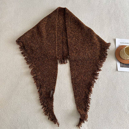 Solid Color Wool Triangle Scarf Multifunctional Wrap for Women: Caramel Triangle Scarf / 50x205cm