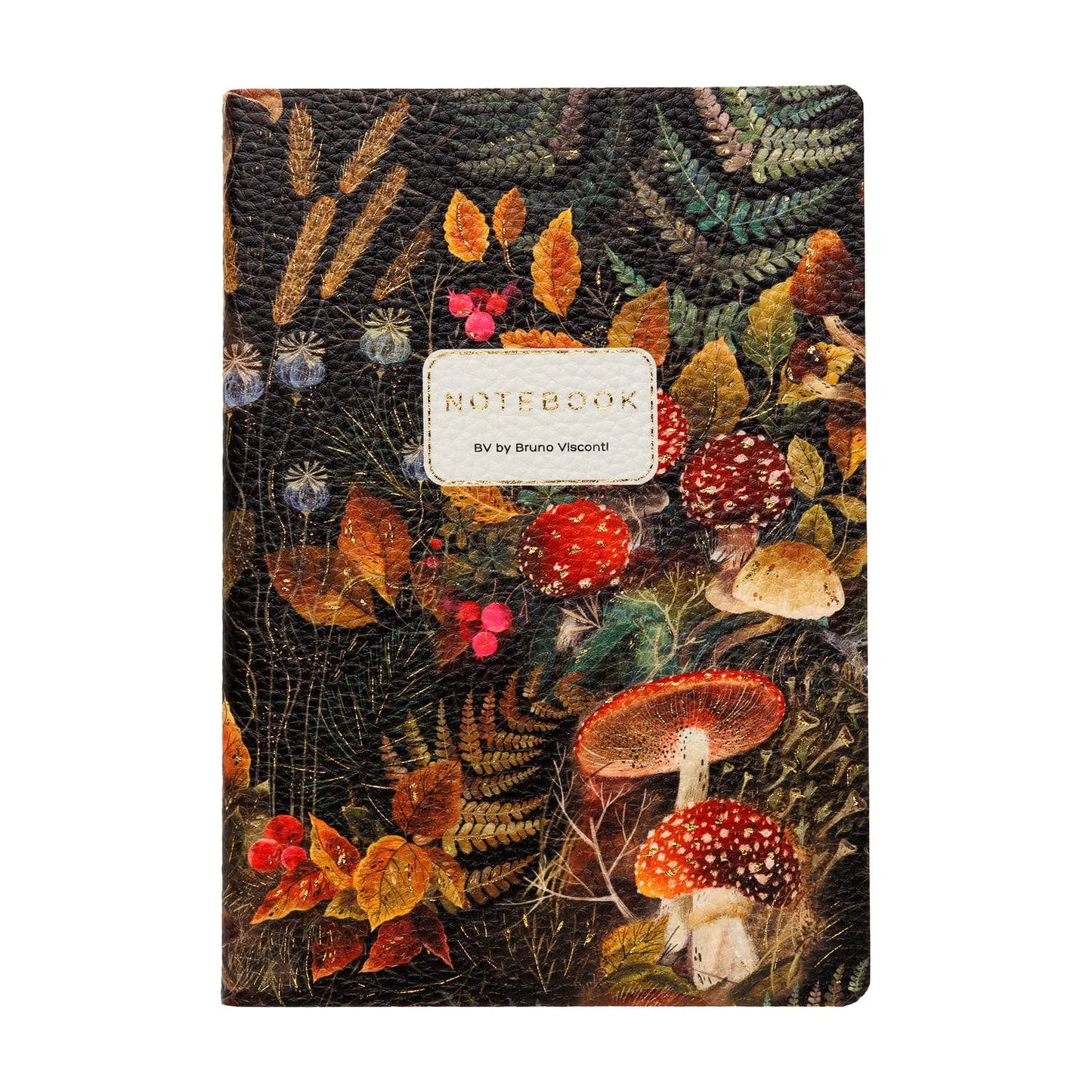Vegan Leather A5 Notebook -Forest Mushrooms