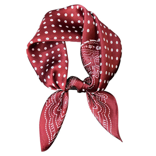 Polka Dot Silk Scarf (Burgundy)