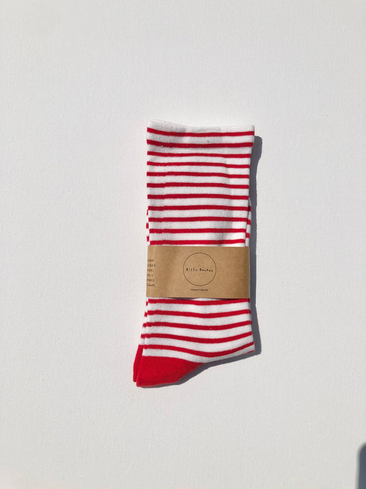 Stripe Pop High Socks Cherry Red