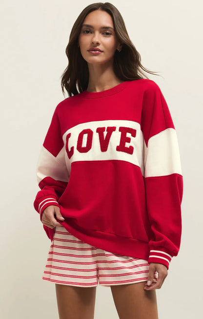 Oversized Love Sweatshirt (Kiss Me Red)