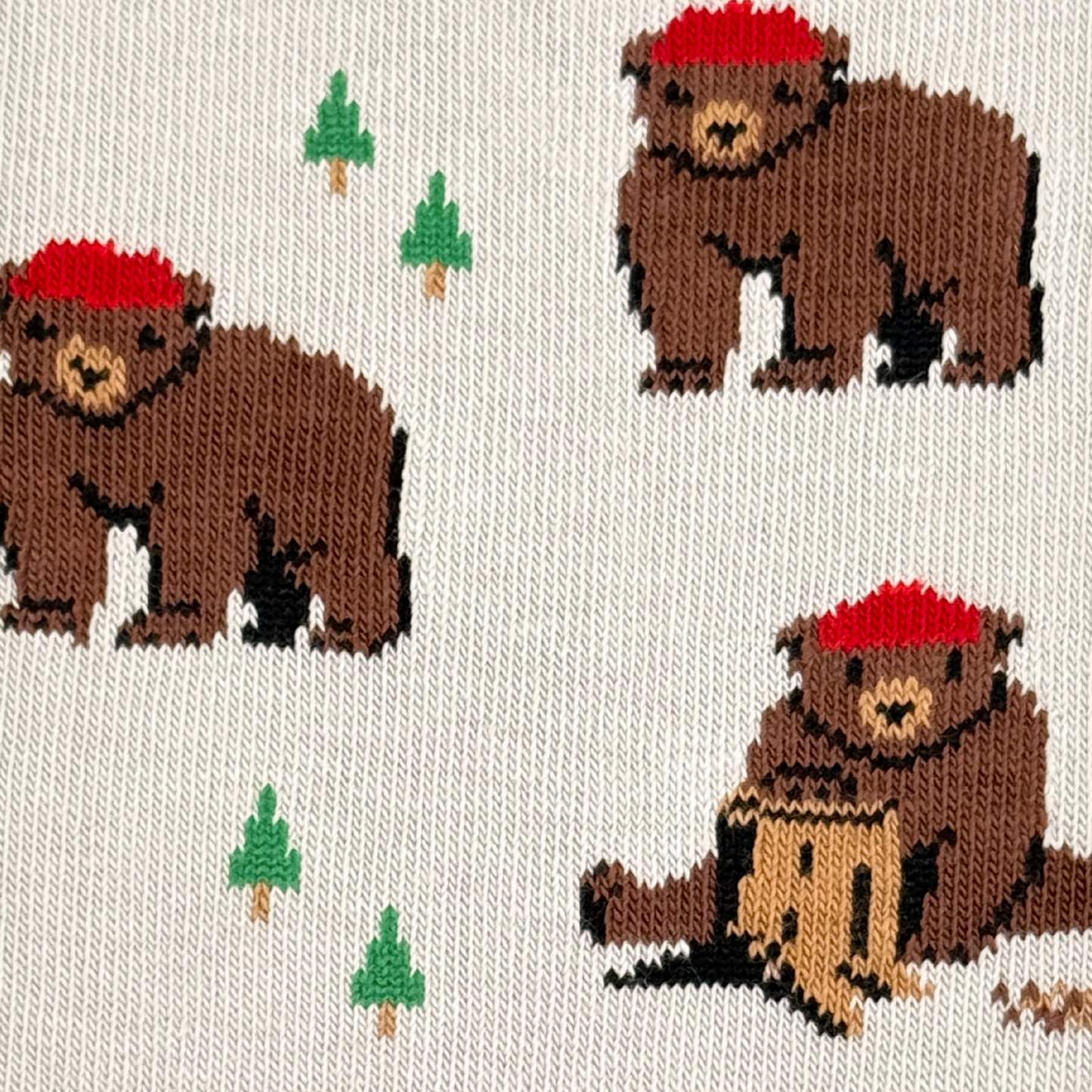 Men's Bear in Hat and Trees Mid-Calf Socks
