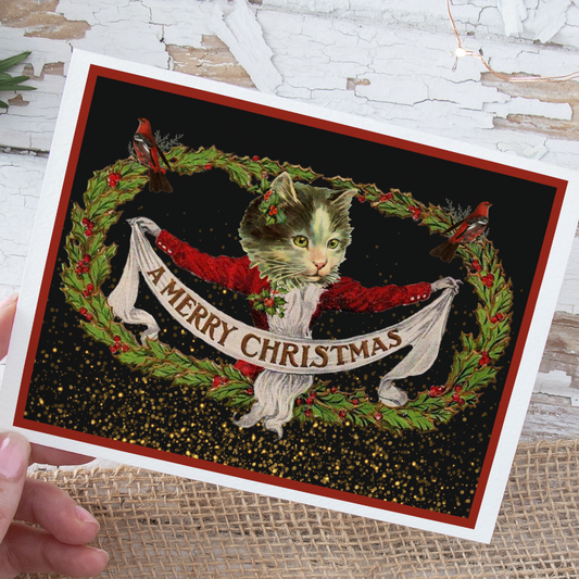Vintage Cat Christmas Card